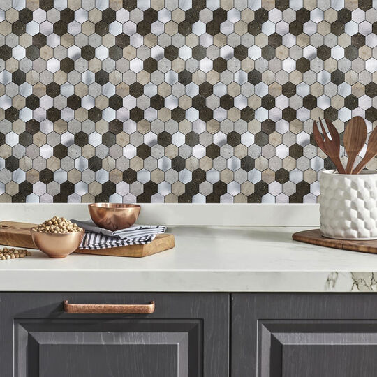 selbstklebende Wandfliese Premium Silver & Stone Hexagon image number null